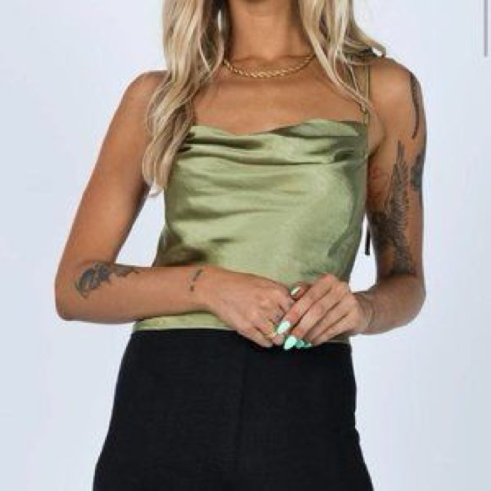 Green Satin Tank top